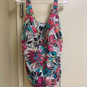 S83 - Croft & Barrow Pink Blue Black White Floral Swim Suit Tankani 24W 3x